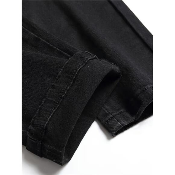 NWT Men's Black Punk Rock Distressed Skull Patch Jeans - Picture 5 of 5